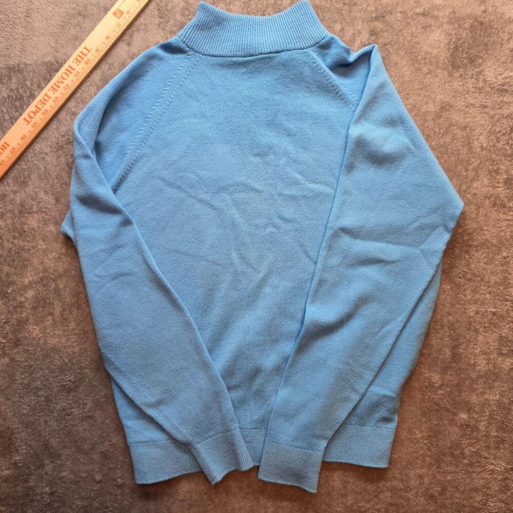 The Old Course St Andrews Links Sweater Mens L Blue 1/4 Zip Wool Golf Pullover - Picture 8 of 10